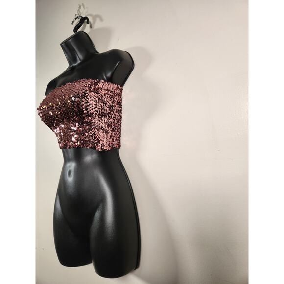 PINK by VICTORIA'S SECRET Sequin Tube Top Womens XS Bling Bandeau Glam Party - Picture 8 of 10